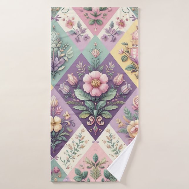 Colorido argyle pastel Pascua/Primavera (Toalla de baño)