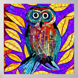 Colorido arte de búho de mosaico caprichoso