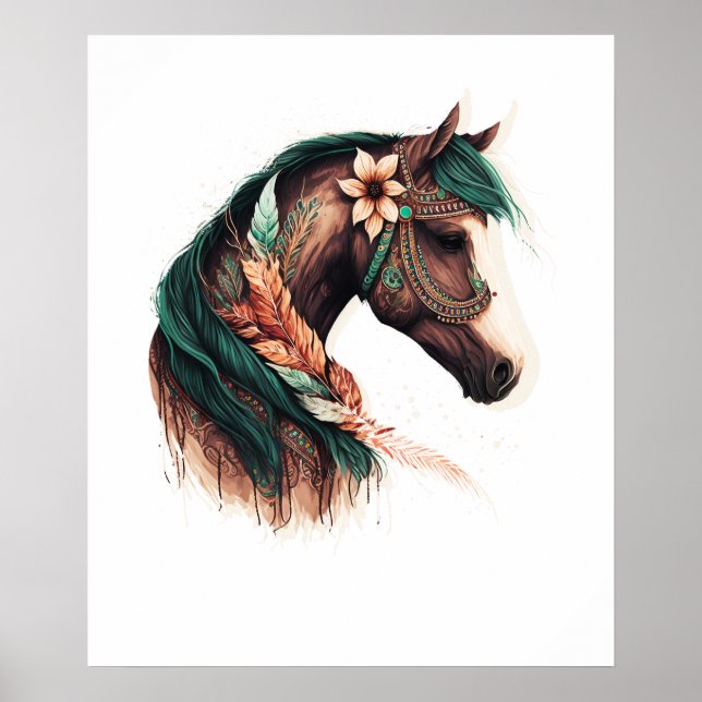 Colorido arte de caballo abstracto occidental (Frente)