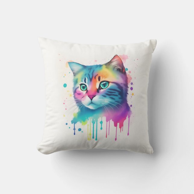 Colorido arte de gatos arroja almohada (Anverso)