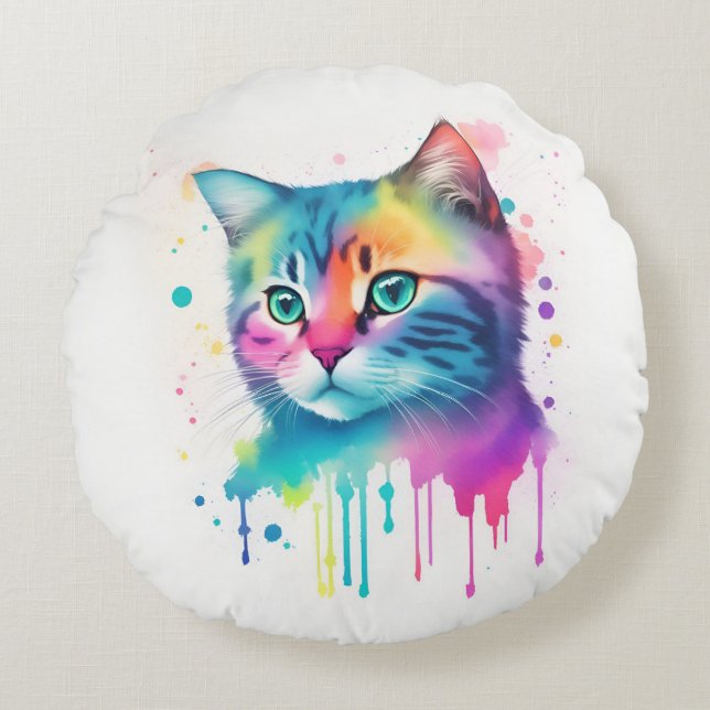 Colorido arte de gatos arroja almohada (Anverso)