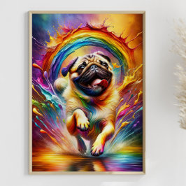 Colorido arte picante arcoiris de Pug Lover