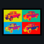 Colorido arte pop de camiones de recolección de ti<br><div class="desc">Colorida imagen de arte pop de 1971 Land Rover Pickup Truck.</div>