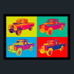 Colorido arte pop de camiones de recolección de ti<br><div class="desc">Colorida imagen de arte pop de 1971 Land Rover Pickup Truck.</div>