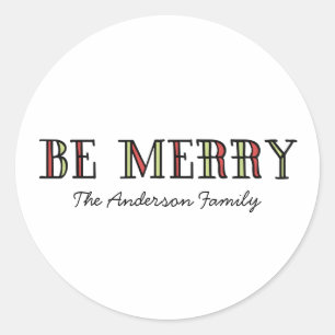 Colorido Be Merry Holiday Pegatinas
