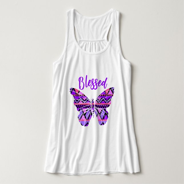 Colorido Blessed Butterfly Tank Top (Diseño del anverso)
