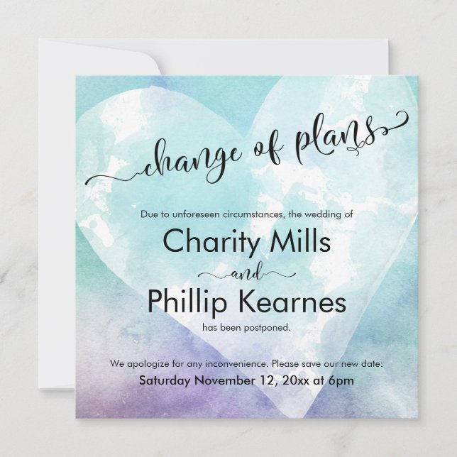 Colorido Boda posponed cambio de planes (Anverso)