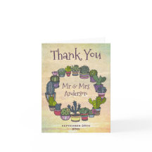 Colorido Cactus Agradecimiento Boda