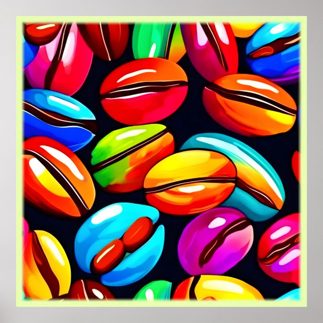 Colorido Café Bean Resumen Arte (Frente)