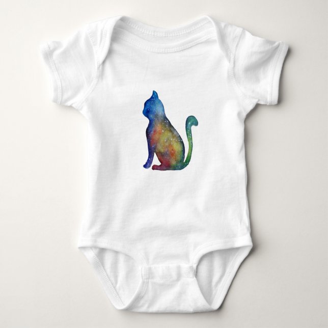 Colorido Cat Dibujar Bebé Jersey Bodysuit, Blanco (Anverso)