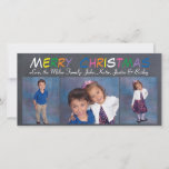 Colorido Chalkboard de navidad de merry - Tarjeta<br><div class="desc">Colorida tarjeta de foto de cartón gris navideño</div>