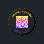Colorido código QR Personalizado imán texto y colo<br><div class="desc">Elija Colores y fuente - Imán su información especial de código QR y texto Personalizado Imanes modernos personalizados / Regalo - Añadir su código QR - Imagen o logotipo - foto / Texto - Nombre u otra información / mensaje - Redimensionar y mover o quitar / añadir elementos - Imagen...</div>
