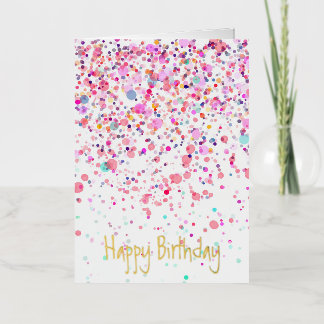 Colorido Confetti Feliz Cumpleaños Gold