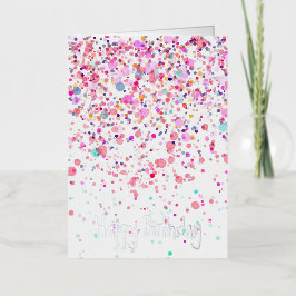 Colorido Confetti Feliz cumpleaños plateado