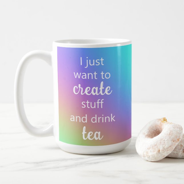 Colorido crear cosas y beber tazas de té (Con donut)