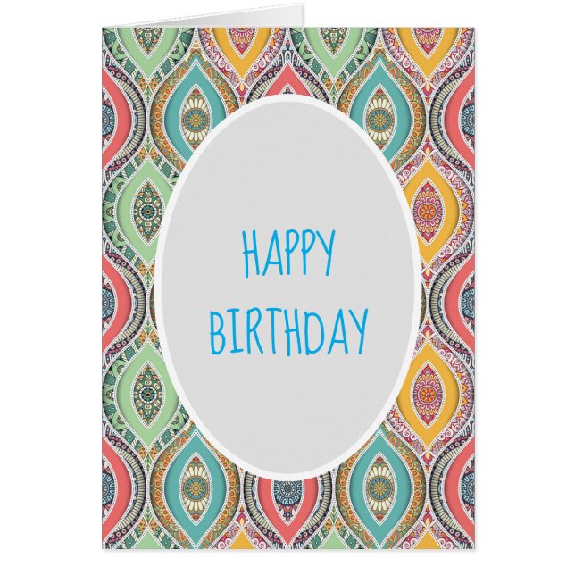 Colorido cumpleaños marroquí Mandala (Frente)