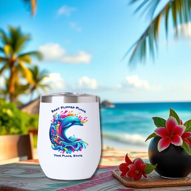 Colorido delfín Splash (Dolphin Colorful Splash-Fisherman Core-Summer Tumbler-Beach Tumbler)