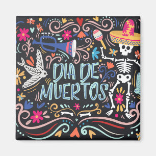 Colorido Día de los Muertos   Imán