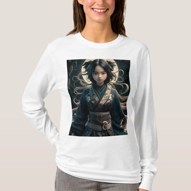 colorido diseño de camiseta de ninja chica (Anverso)