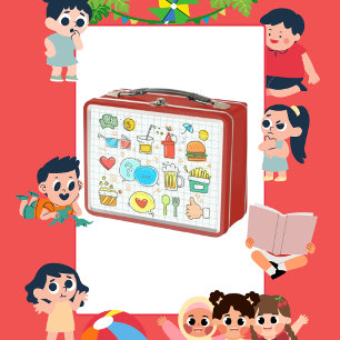 Colorido Doodle Soda Fries Lunch Box