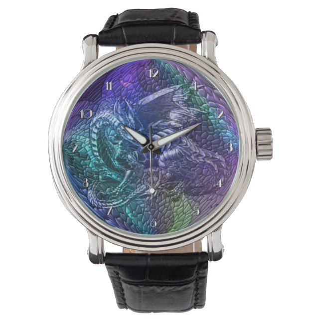 Colorido Dragón Fantasía Orb reloj de pulsera (Anverso)
