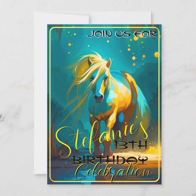 Colorido Espíritu Pony 40 Invitación de cumpleaños (Anverso)