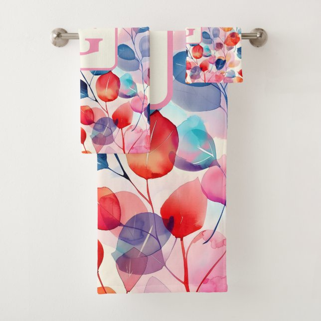 Colorido Eucalyptus Monograma de hojas (In situ)