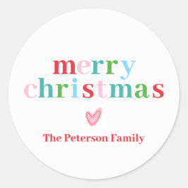 Colorido Feliz Navidad Clásico Pegatina de Ronda