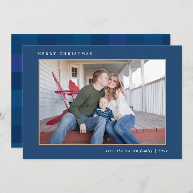 Colorido Feliz Navidad Impresión de papel azul (Anverso / Reverso)