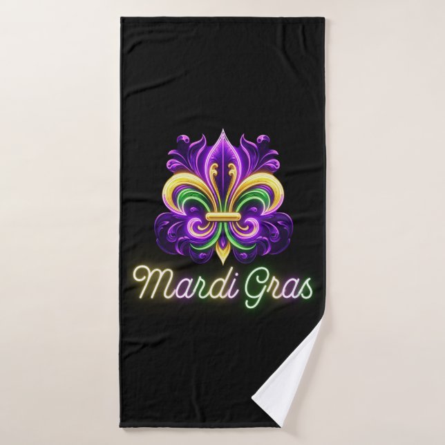 Colorido Fleur de lis de neón de Mardi Gras (Toalla de baño)