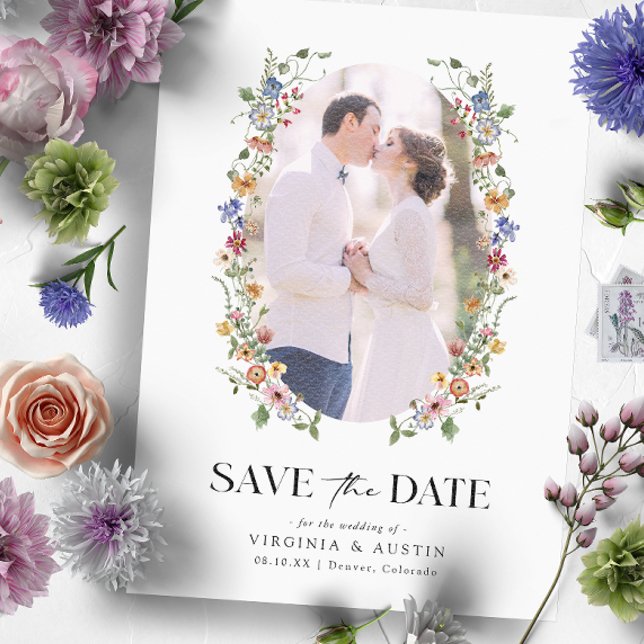Colorido Floral Guardar la tarjeta de fecha (Colorful Wildflower Wedding Save the Date by Painted Paperie
)