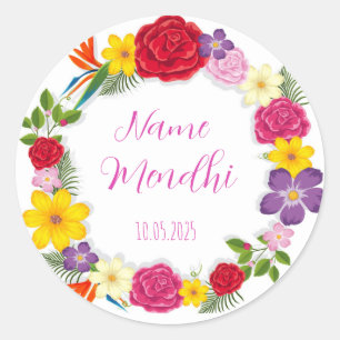 Colorido floral Mendhi favorece a los pegatinas
