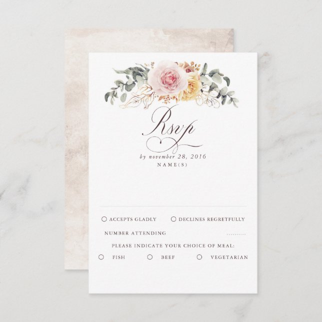 Colorido Foliage Boho Wedding RSVP (Anverso / Reverso)