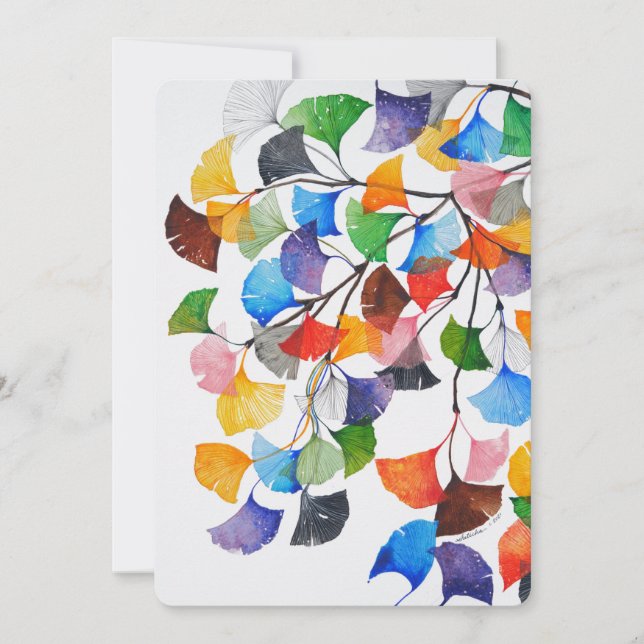 Colorido Ginkgo Biloba - Tarjeta en blanco (Anverso)