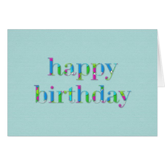 Colorido Happy Birthday Text, Azul (Anverso (Horizontal))