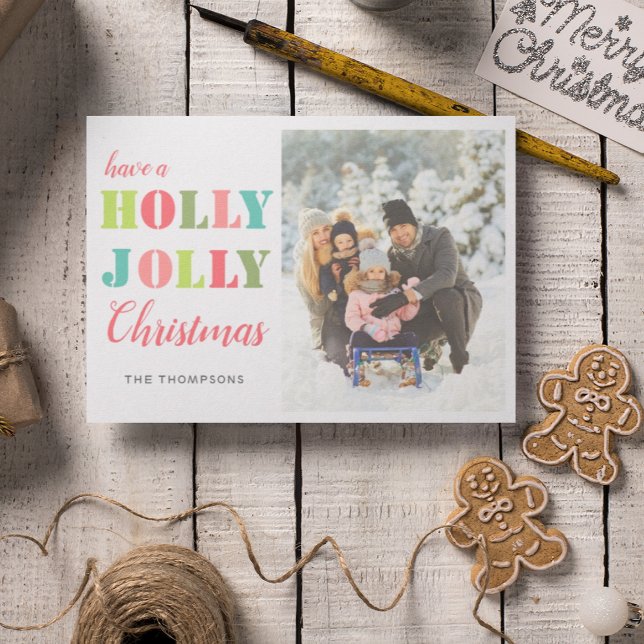Colorido Holly Jolly| Tarjeta navideña fotográfica (Subido por el creador)