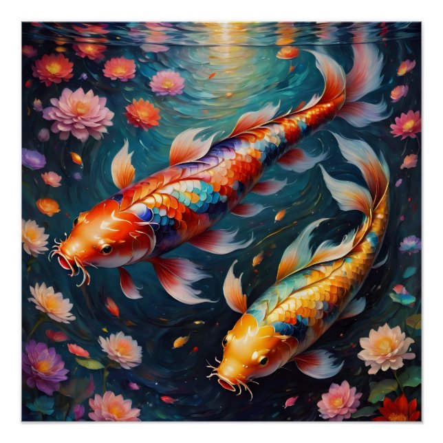 Colorido Koi Fish no 1 Poster brillante (Anverso)
