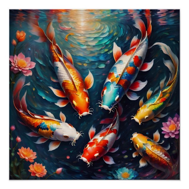 Colorido Koi Fish no 3 Poster brillante (Anverso)