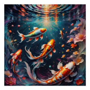 Colorido Koi Fish no 4 Poster brillante
