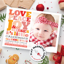 Colorido Love Peace Joy and Baby Kiss Photo Card