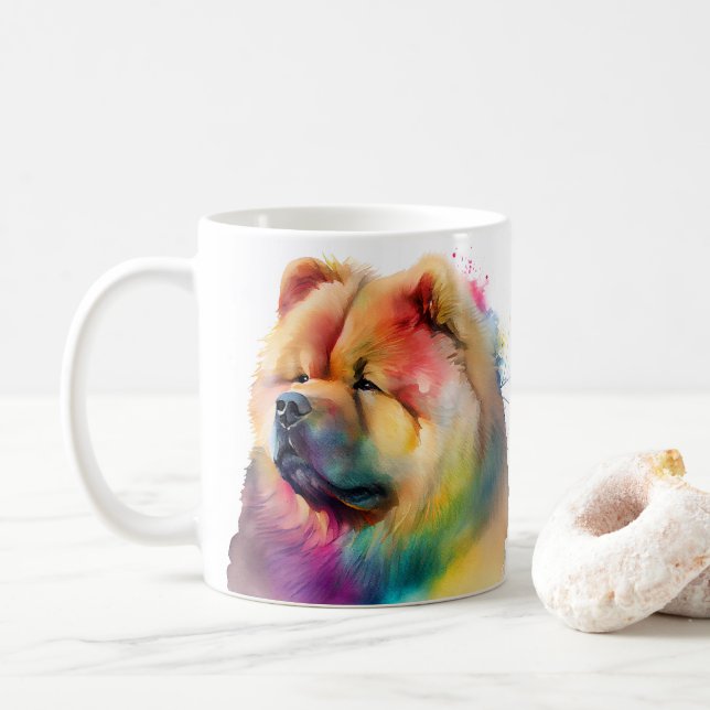 Colorido Mascota de perro de Chow Coffee Mug, Copa (Con donut)