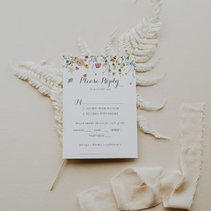 Colorido menú Dainty Wild Flowers Elección RSVP