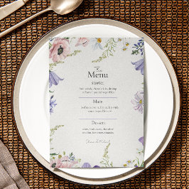 Colorido menú Minimalista de Boda de Flor Silvestr