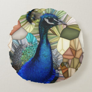 Colorido Mosaico de Peacock Ronda Cojín