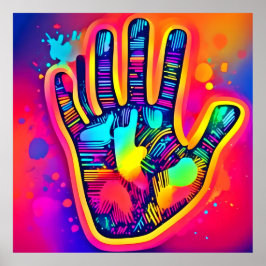 Colorido Neon Five & Half Fingers imprime arte