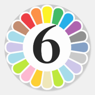 colorido número 6 pegatina