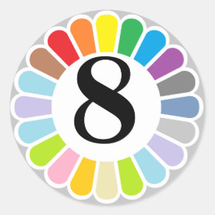 colorido número 8 pegatina