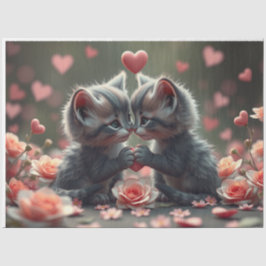 Colorido papel de tejidos de gatos románticos