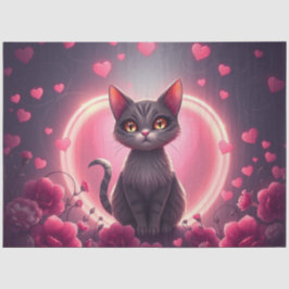 Colorido papel de tejidos de gatos románticos