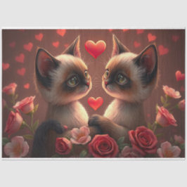 Colorido papel de tejidos de gatos románticos